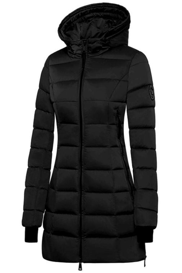 Halflange dames winterjas met bontkraag Sky (new generation) zwart Versano